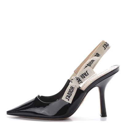 Christian Dior Patent Ribbon J'Adior Slingback 100mm Pumps 36.5 Black 1 of 12