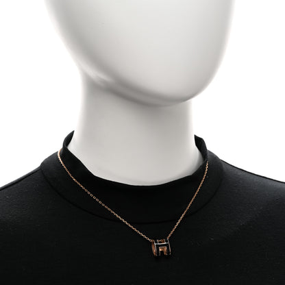 Hermes Lacquered Rose Gold Pop H Pendant Necklace Black 2 of 5