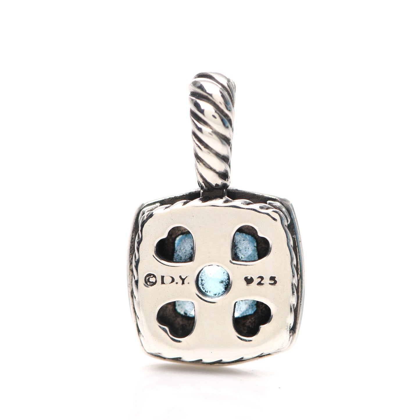 Sterling Silver Diamond Blue Topaz 7mm Petite Albion Pendant