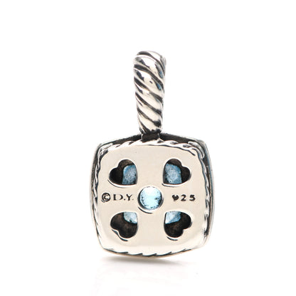 David Yurman Sterling Silver Diamond Blue Topaz 7mm Petite Albion Pendant 3 of 3
