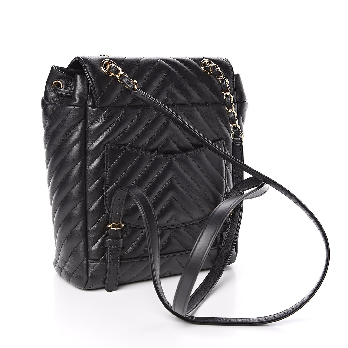 Calfskin Chevron Quilted Small Urban Spirit Backpack Black