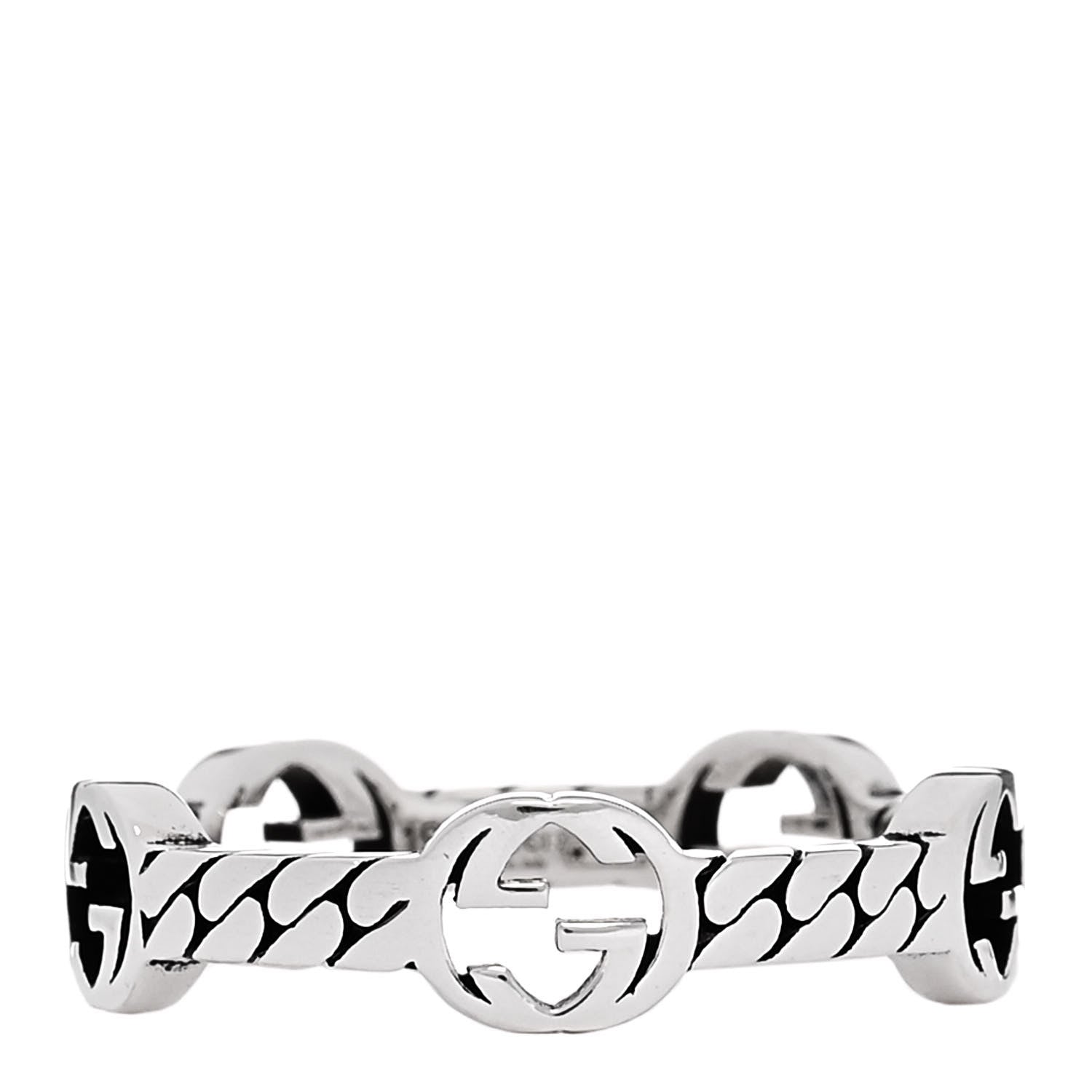 Gucci Sterling Silver Interlocking G Chain Ring 59 8.75 1 of 5