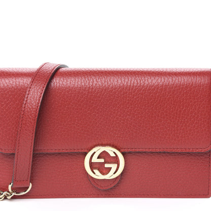Gucci Dollar Calfskin Interlocking G Chain Wallet Red 8 of 11