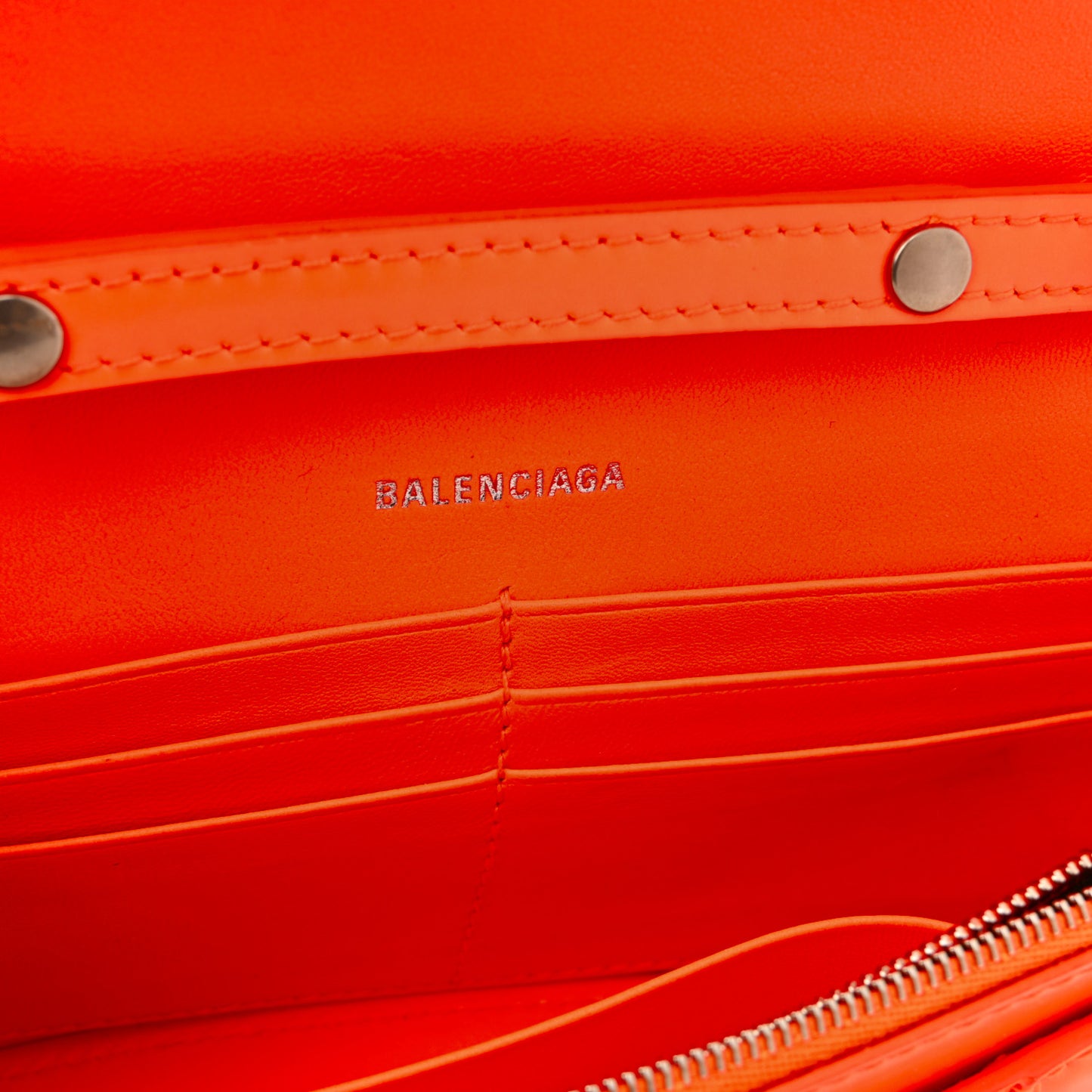 Shiny Box Calfskin Hourglass Chain Bag Fluo Orange