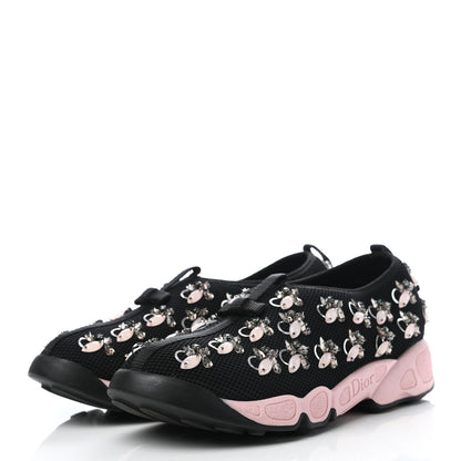 Christian Dior Technical Canvas Embellished Dior Fusion Sneakers 37.5 Black Pink 3 of 7