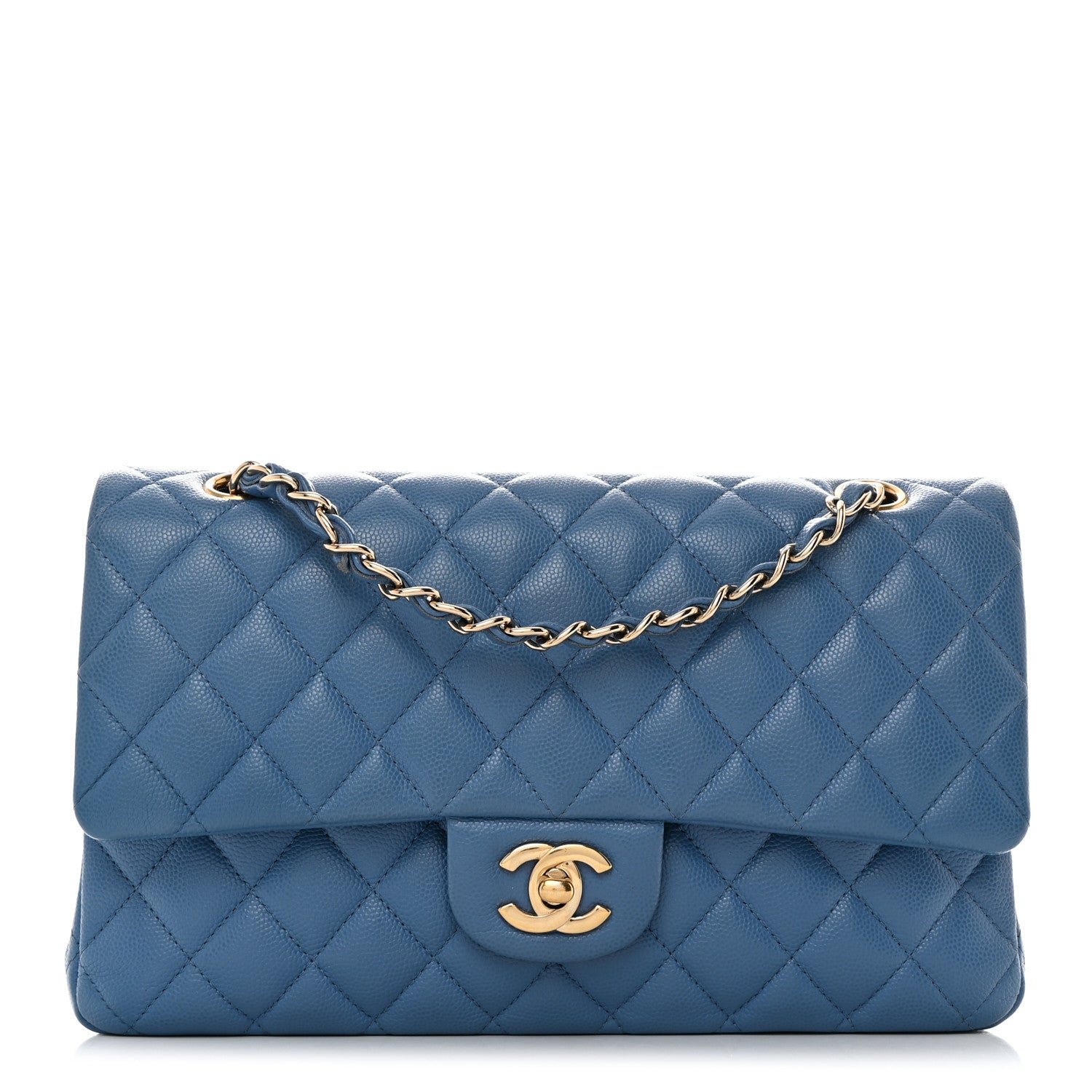 Chanel Caviar Quilted Medium Double Flap Blue 1 of 10