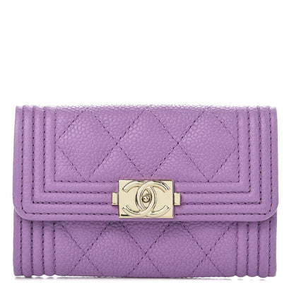 Chanel Caviar Quilted Boy Flap Card Holder Purple 1 of 8