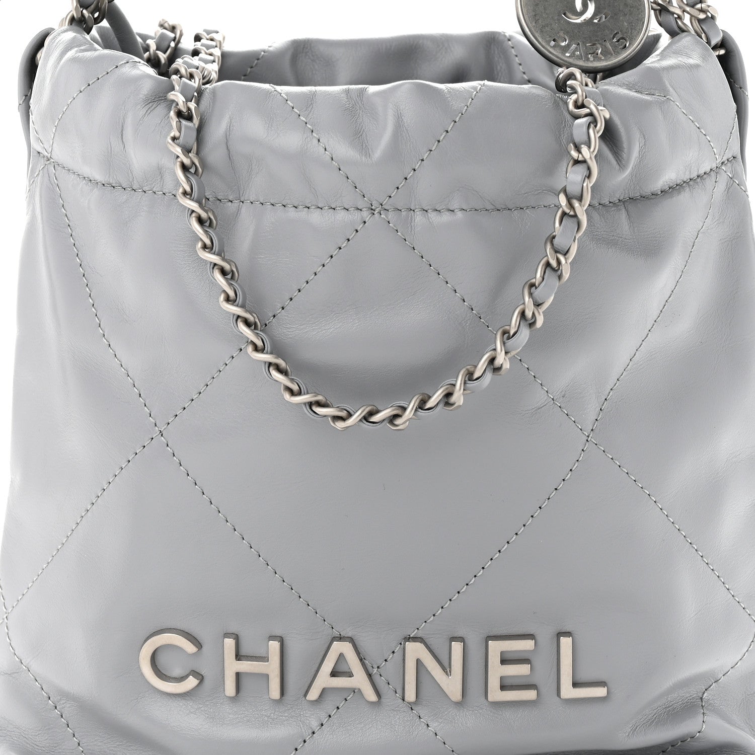 Chanel Shiny Calfskin Quilted Mini Chanel 22 Grey 8 of 10