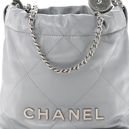 Chanel Shiny Calfskin Quilted Mini Chanel 22 Grey 8 of 10