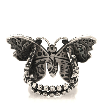 Gucci Metal Crystal Butterfly Studded Ring Silver 3 of 5