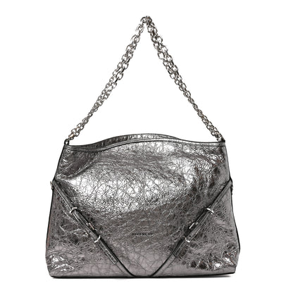 Givenchy Metallic Calfskin Medium Voyou Bag Silver 1 of 10