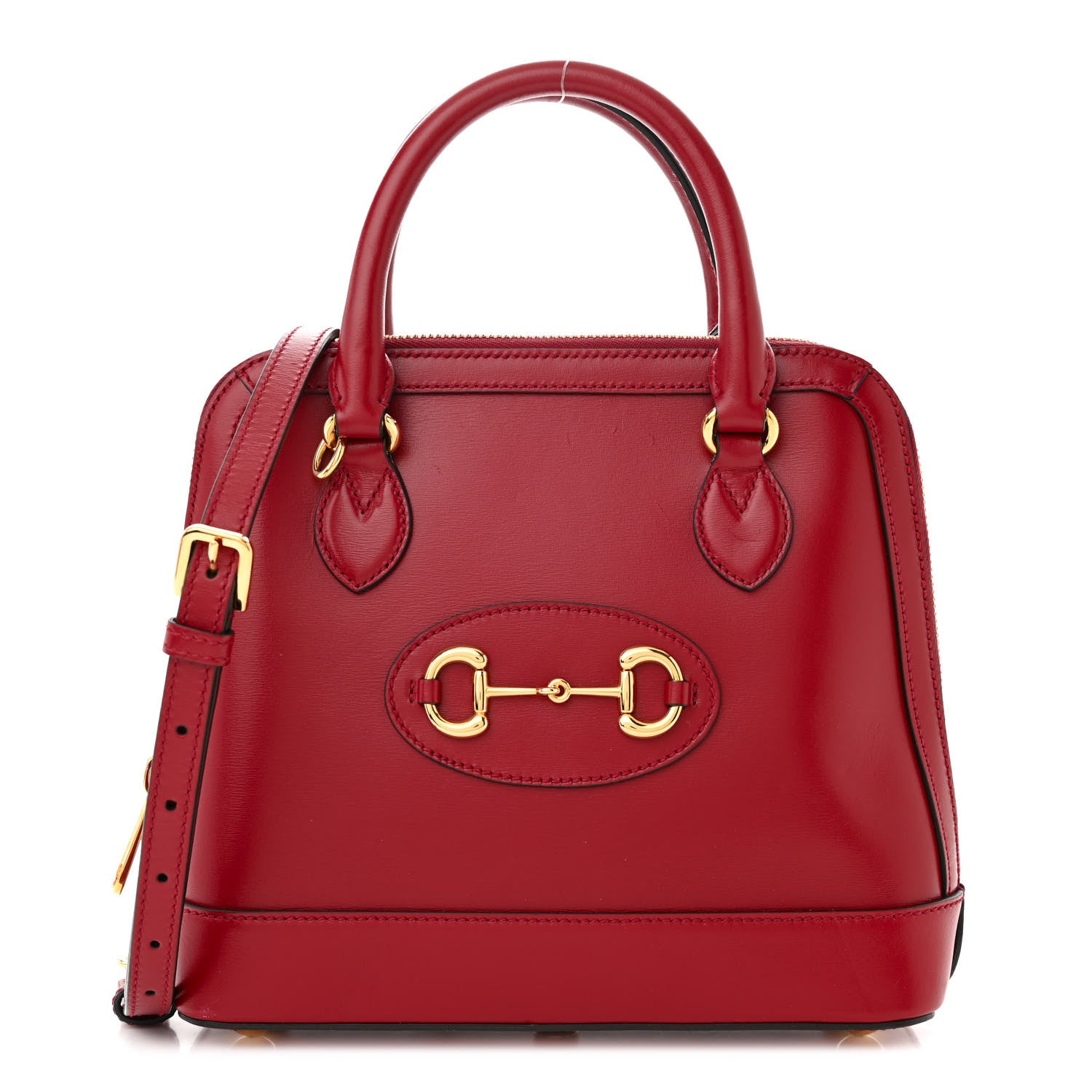 Gucci Boarded Plutone Calfskin Small Horsebit 1955 Top Handle Bag Red 1 of 10