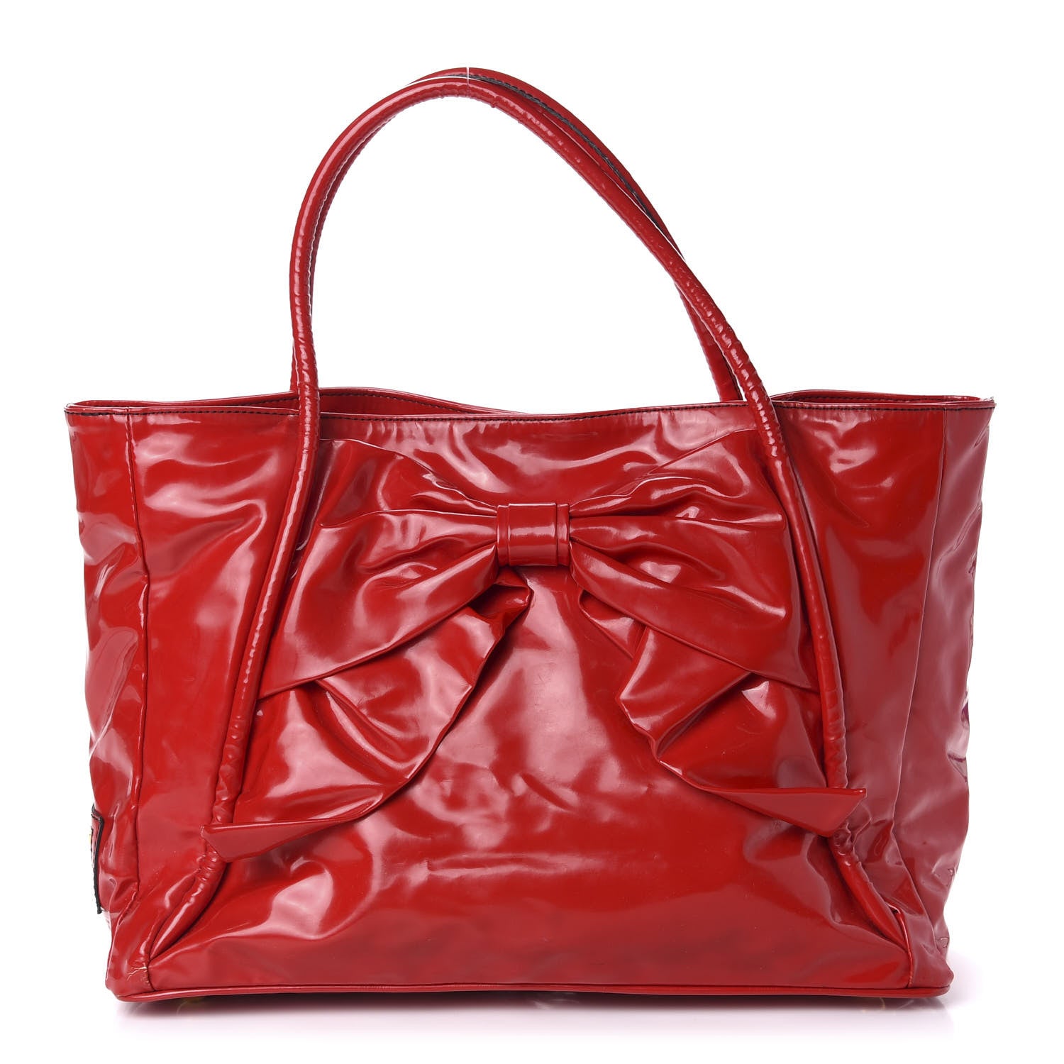 Valentino Garavani Patent Lacca Bow Tote Red 1 of 11