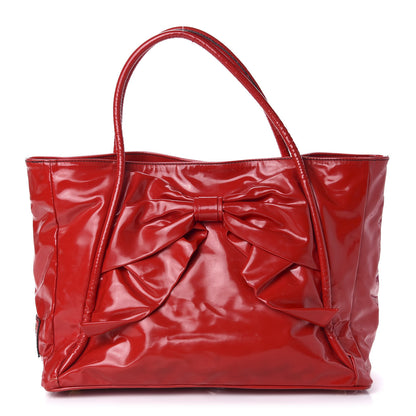 Valentino Garavani Patent Lacca Bow Tote Red 1 of 11
