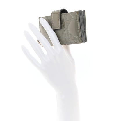 Christian Dior CHRISTIAN DIOR Patent Cannage Lady Dior 5-Gusset Card Holder Grey 2 of 8