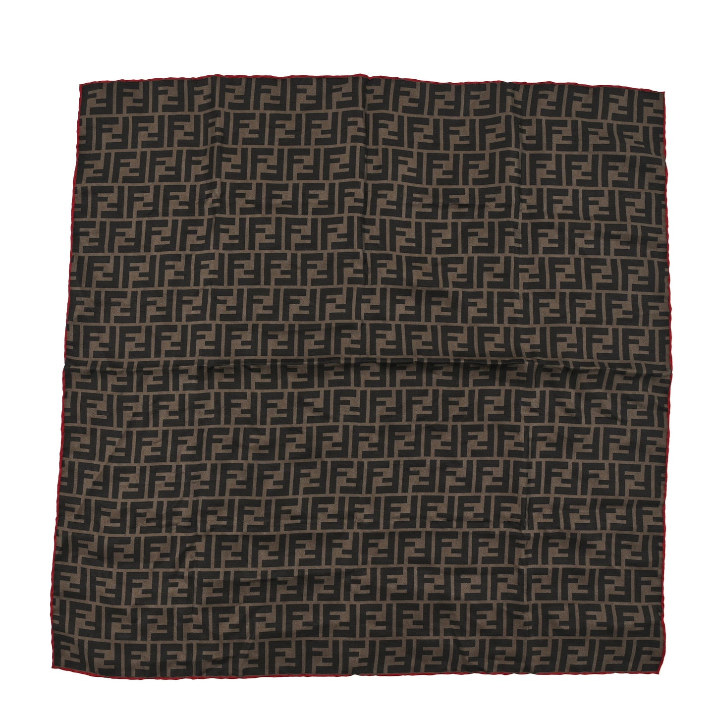 Silk FF Scarf Brown Black Red