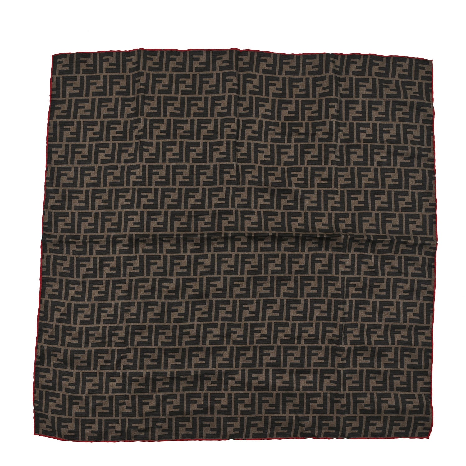 Fendi Silk FF Scarf Brown Black Red 1 of 3