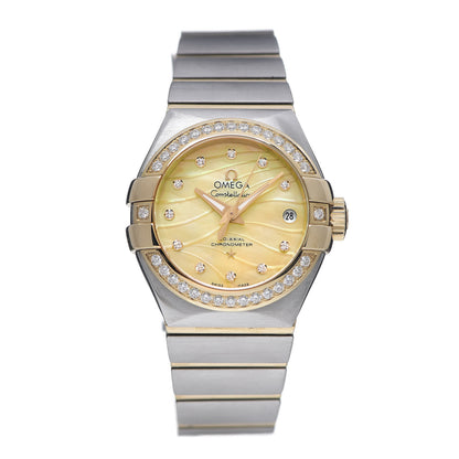 Omega Stainless Steel 18K Yellow Gold Diamond Bezel Yellow Mother of Pearl 27mm Constellation Automatic Watch 123.25.27.20.57.002 1 of 6