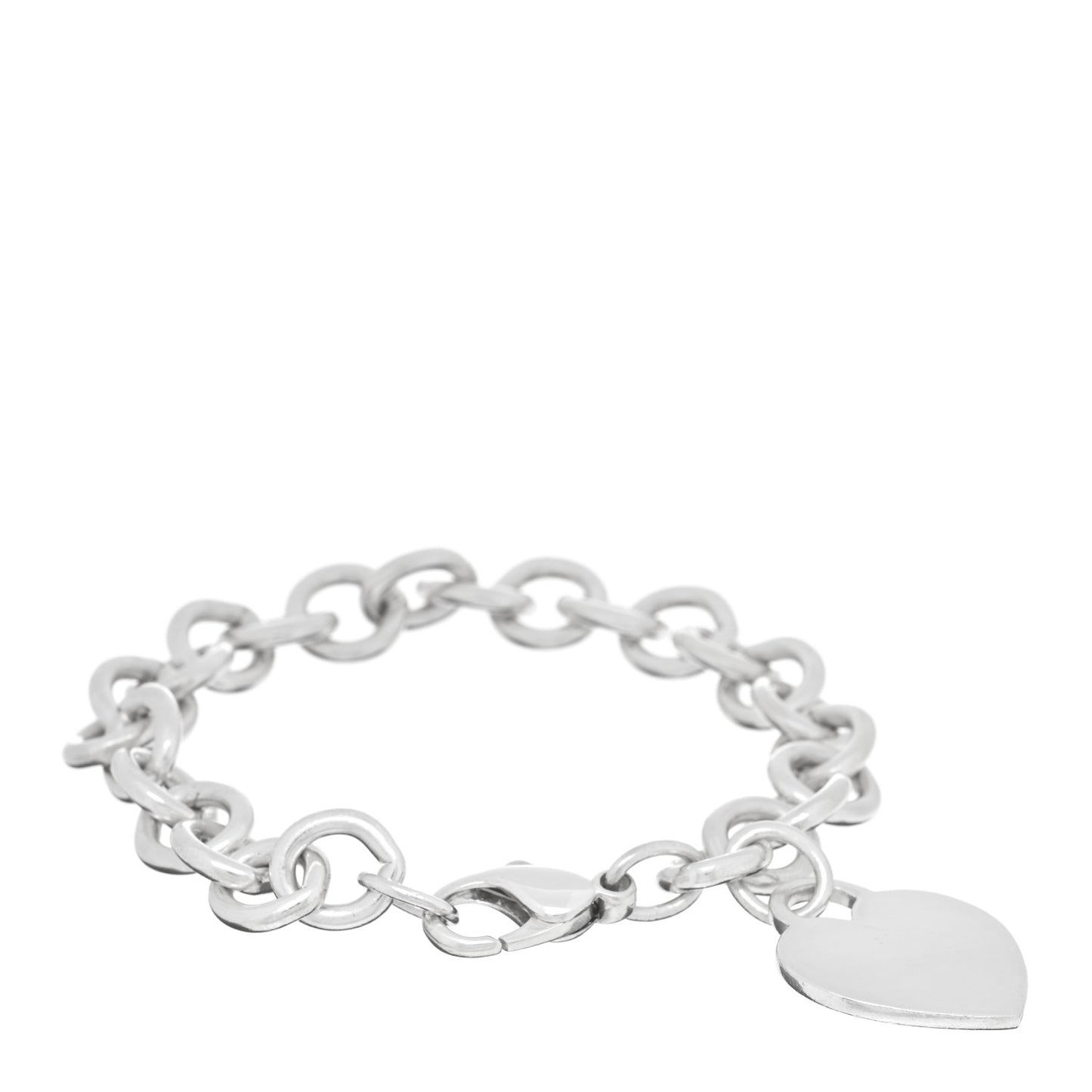 Sterling Silver Heart Tag Charm Bracelet