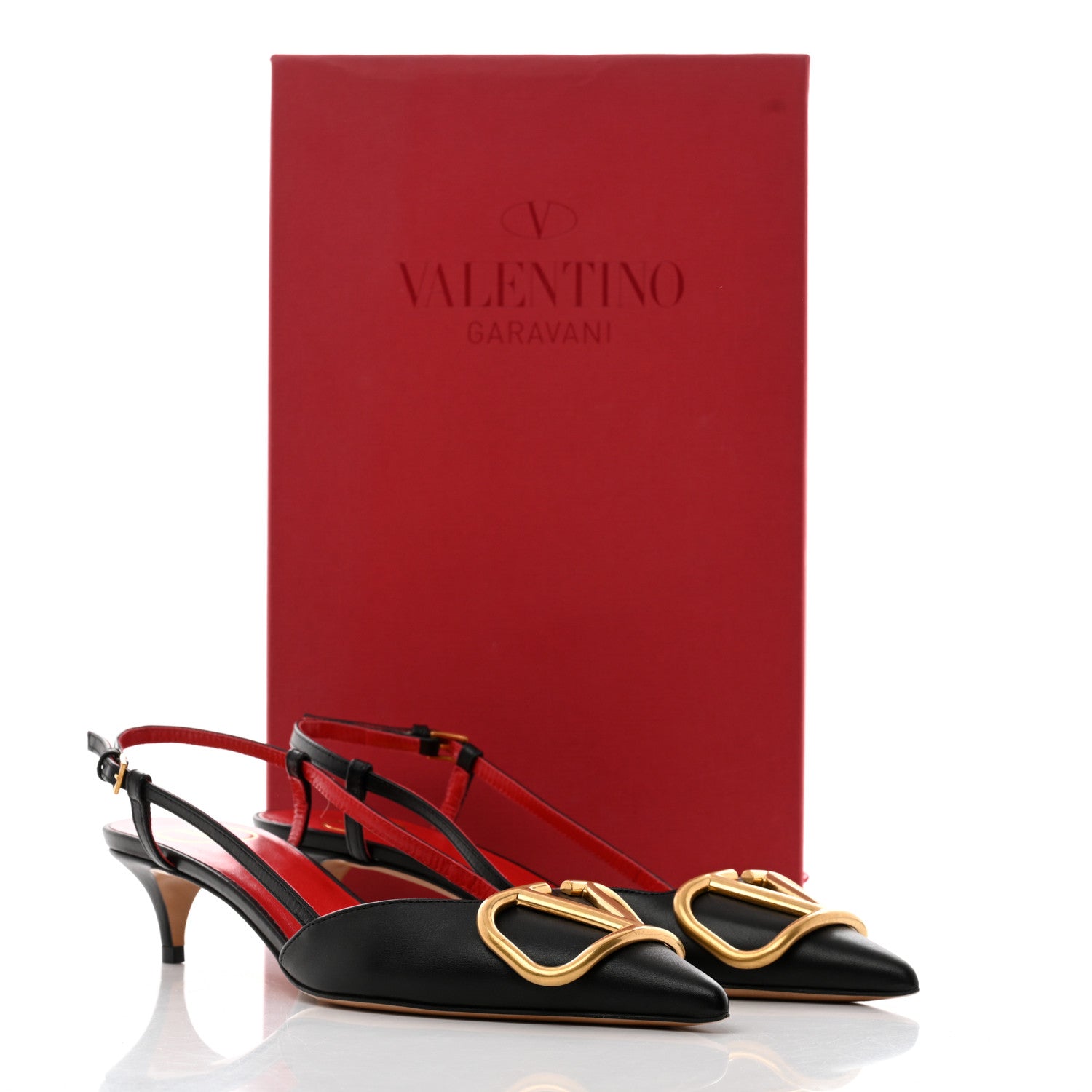 Valentino Garavani Calfskin Vlogo Slingback 40mm Pumps 35 Black 9 of 9