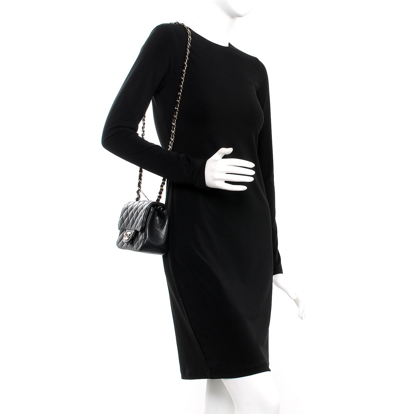 Caviar Quilted Mini Square Flap Black