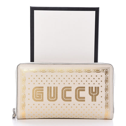 Gucci X SEGA Calfskin GUCCY Stars Zip Around Wallet Mystic White Gold 8 of 8