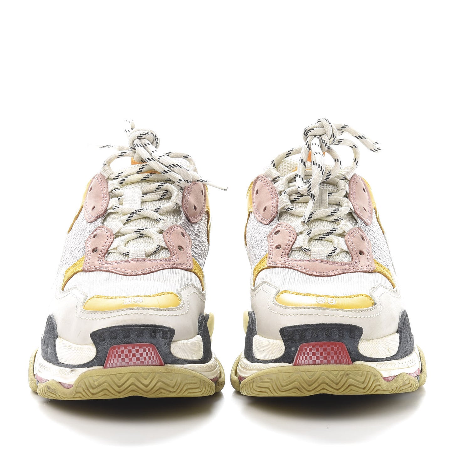 Mesh Nubuck Womens Triple S Sneakers 39 White Gris Jaune Rose
