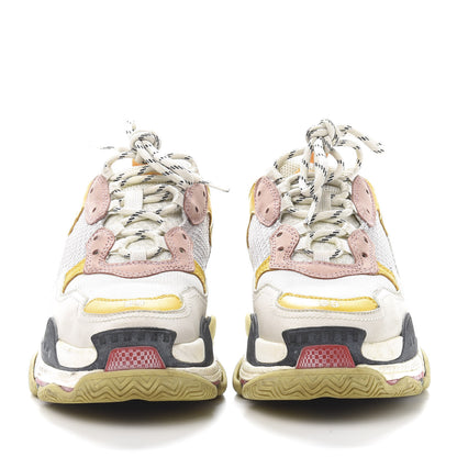 Balenciaga Mesh Nubuck Womens Triple S Sneakers 39 White Gris Jaune Rose 2 of 9