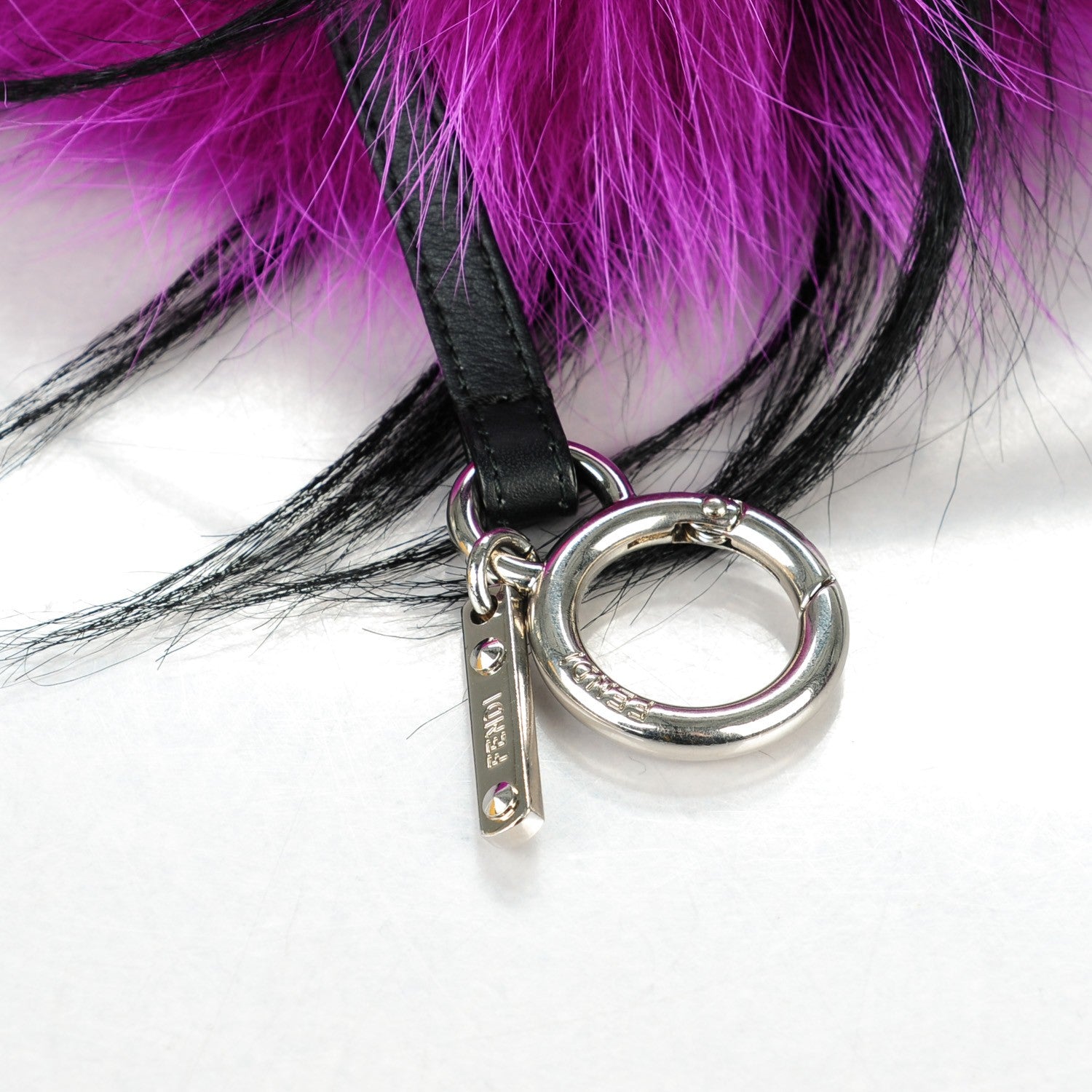 Fendi Fox Mink Goat Fur Oret Monster Bag Bug Charm Orchid Black 3 of 3