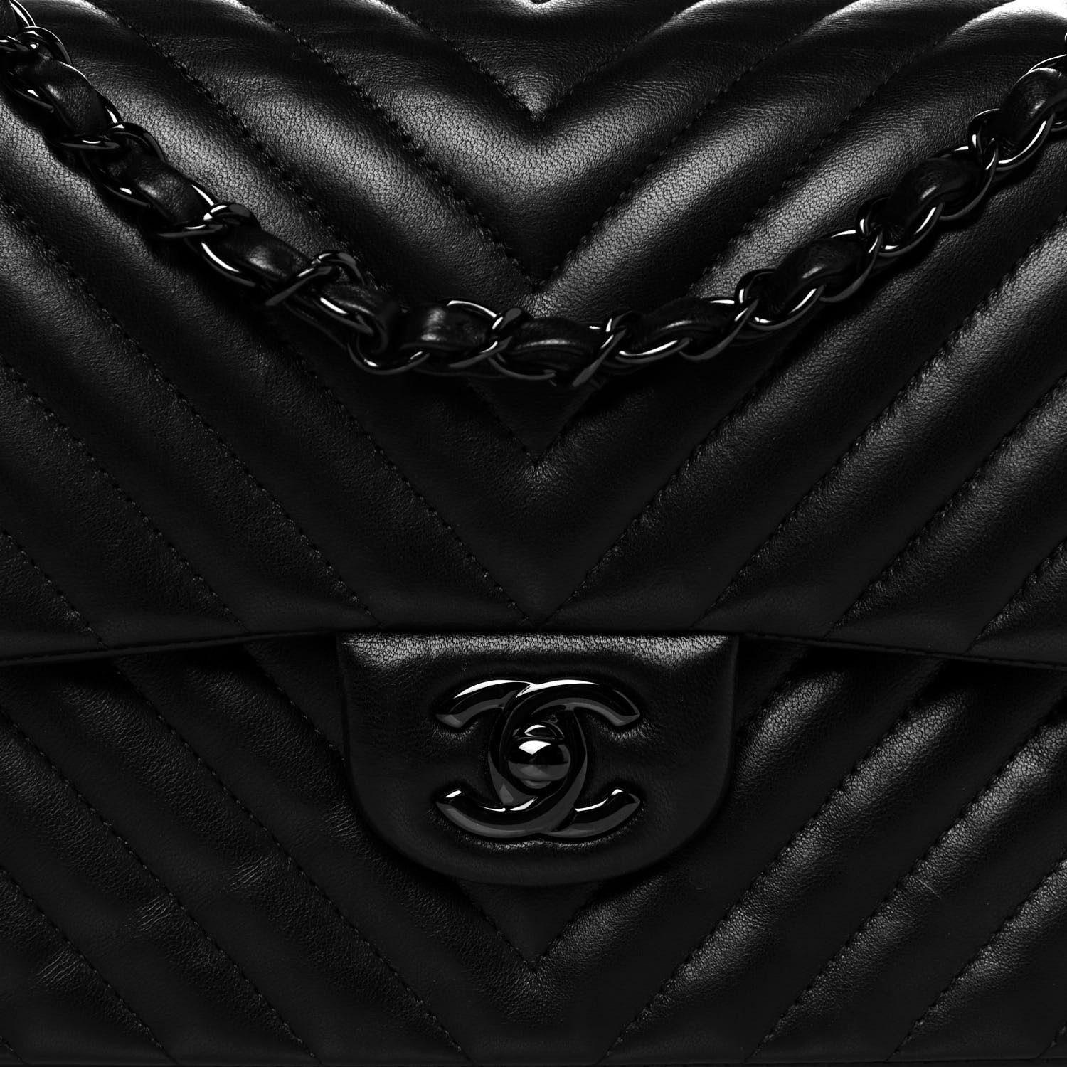 Chanel Lambskin Chevron Quilted Medium Double Flap So Black 8 of 14