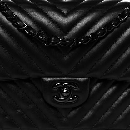 Chanel Lambskin Chevron Quilted Medium Double Flap So Black 8 of 14