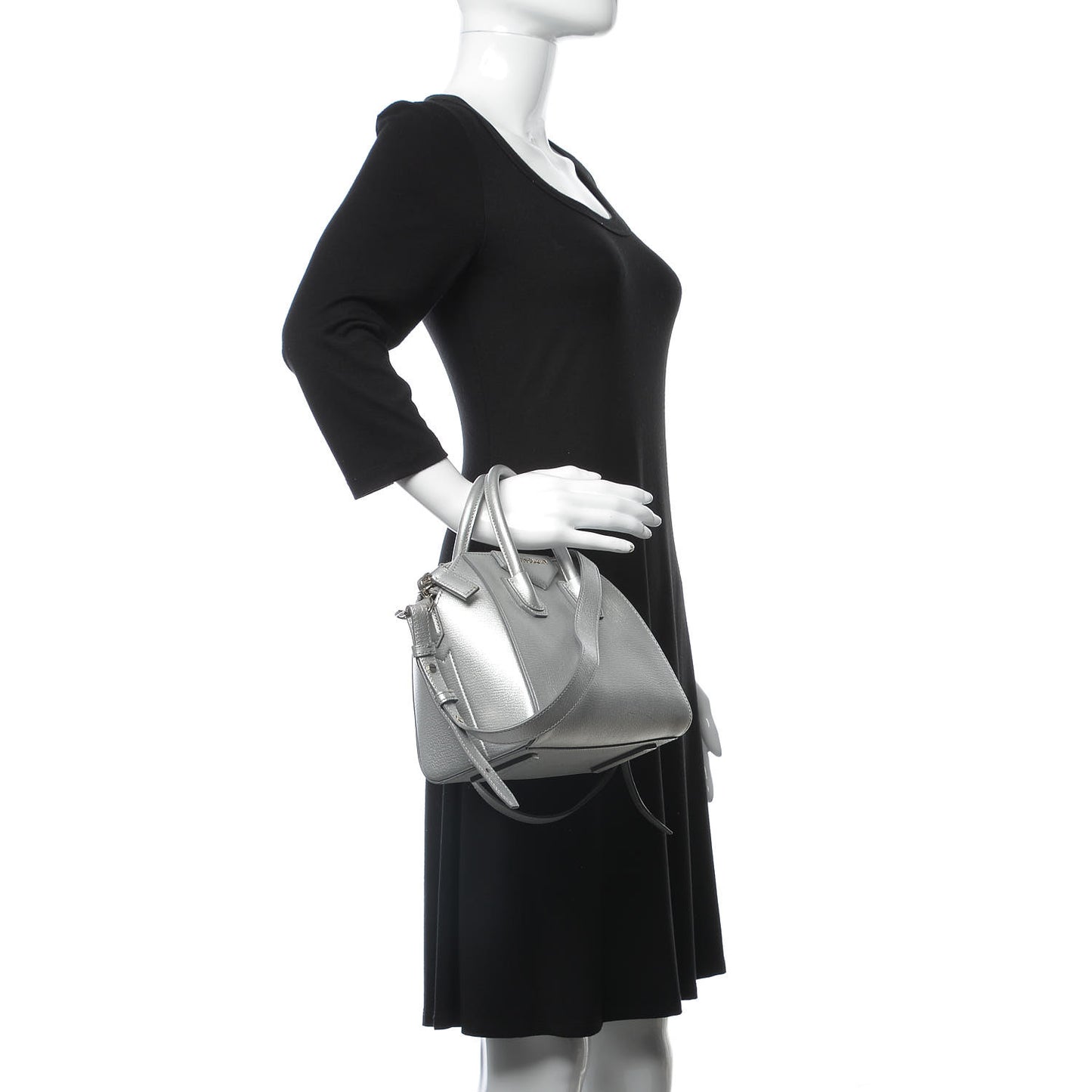 Metallic Sugar Goatskin Mini Antigona Silver