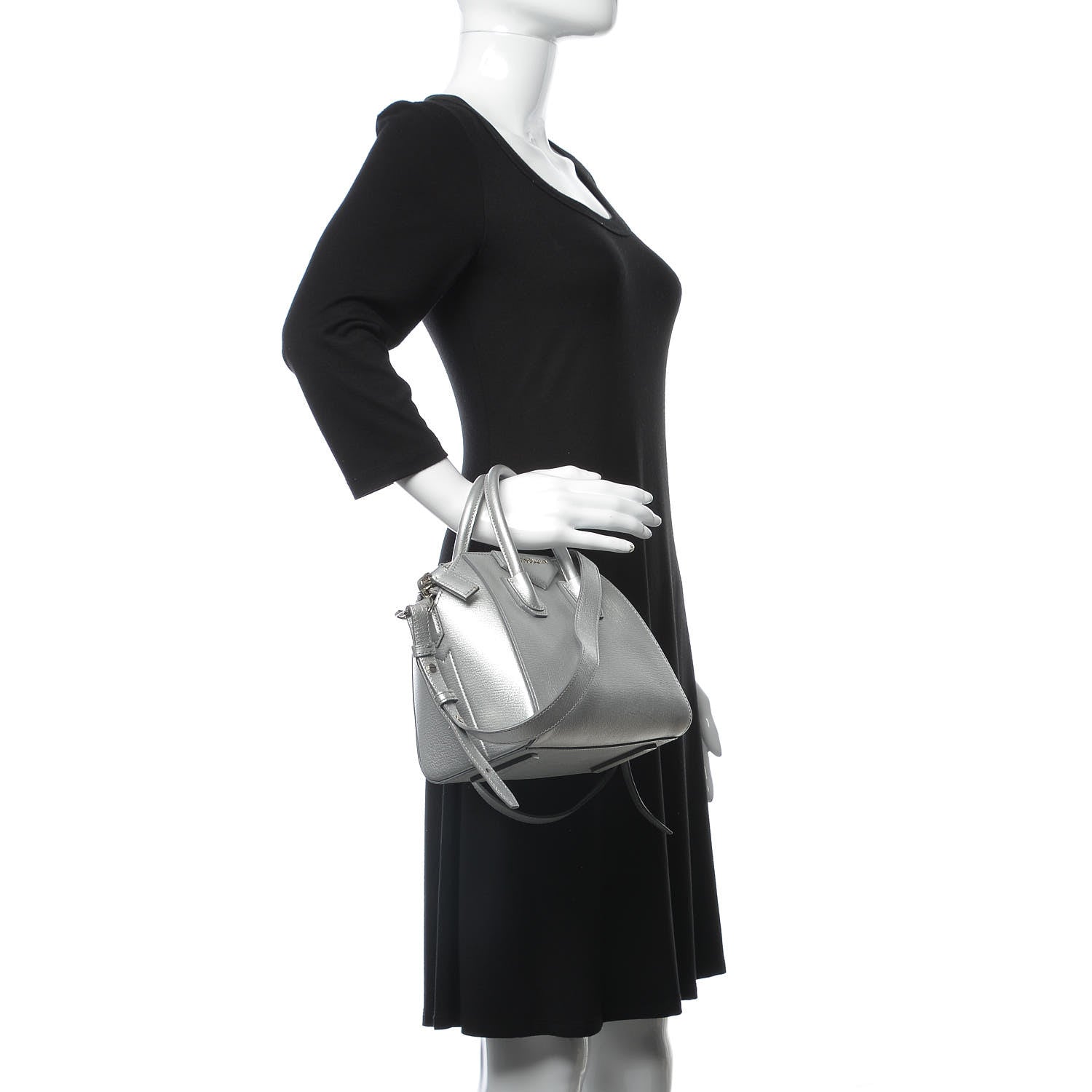 Givenchy Metallic Sugar Goatskin Mini Antigona Silver 3 of 9