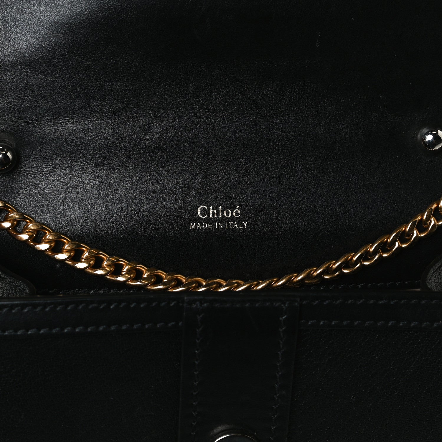 Chloe Shiny Goatskin Calfskin Aby Chain Shoulder Bag Black 10 of 15