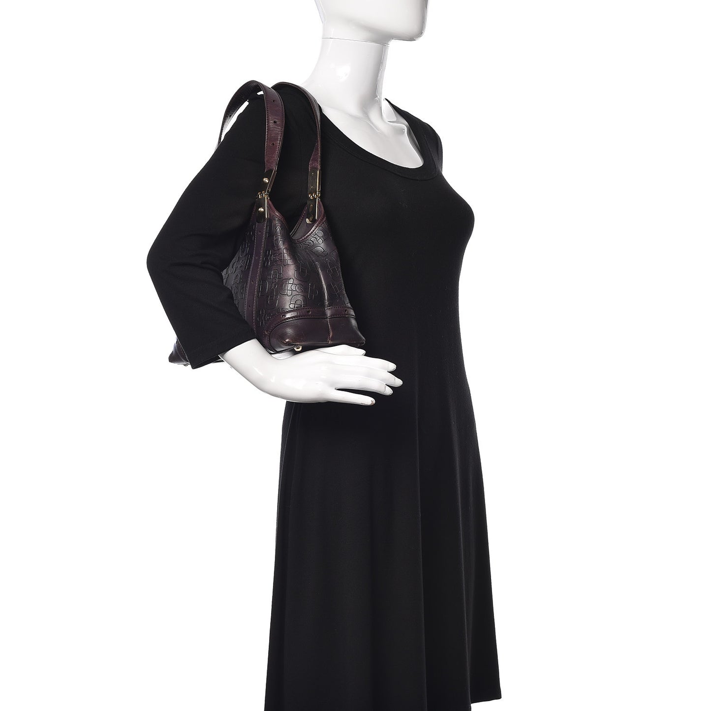 Calfskin Horsebit Embossed Shoulder Bag Purple
