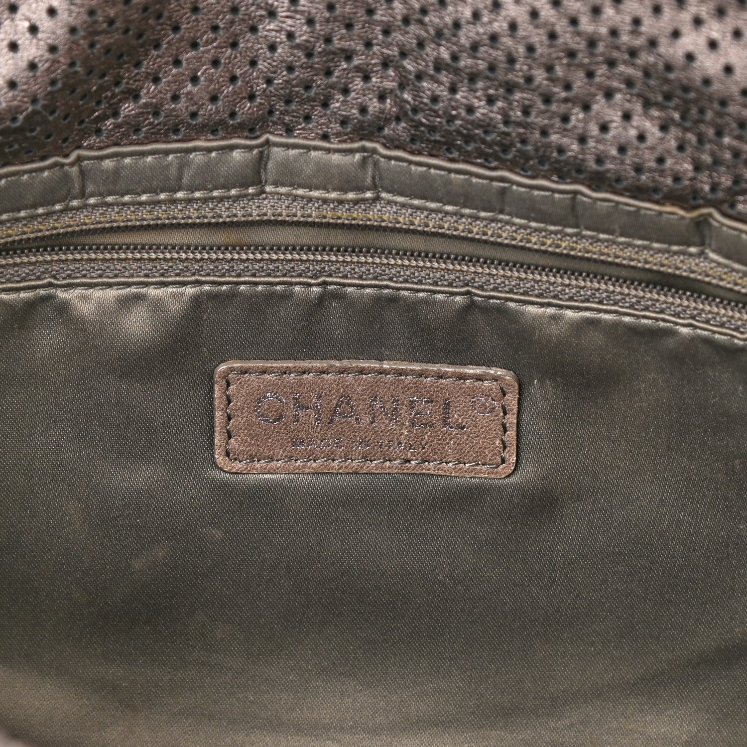 Chanel Metallic Crackled Calfskin Perforated Drill Flap Silver 6 of 10