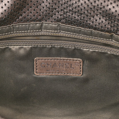 Chanel Metallic Crackled Calfskin Perforated Drill Flap Silver 6 of 10