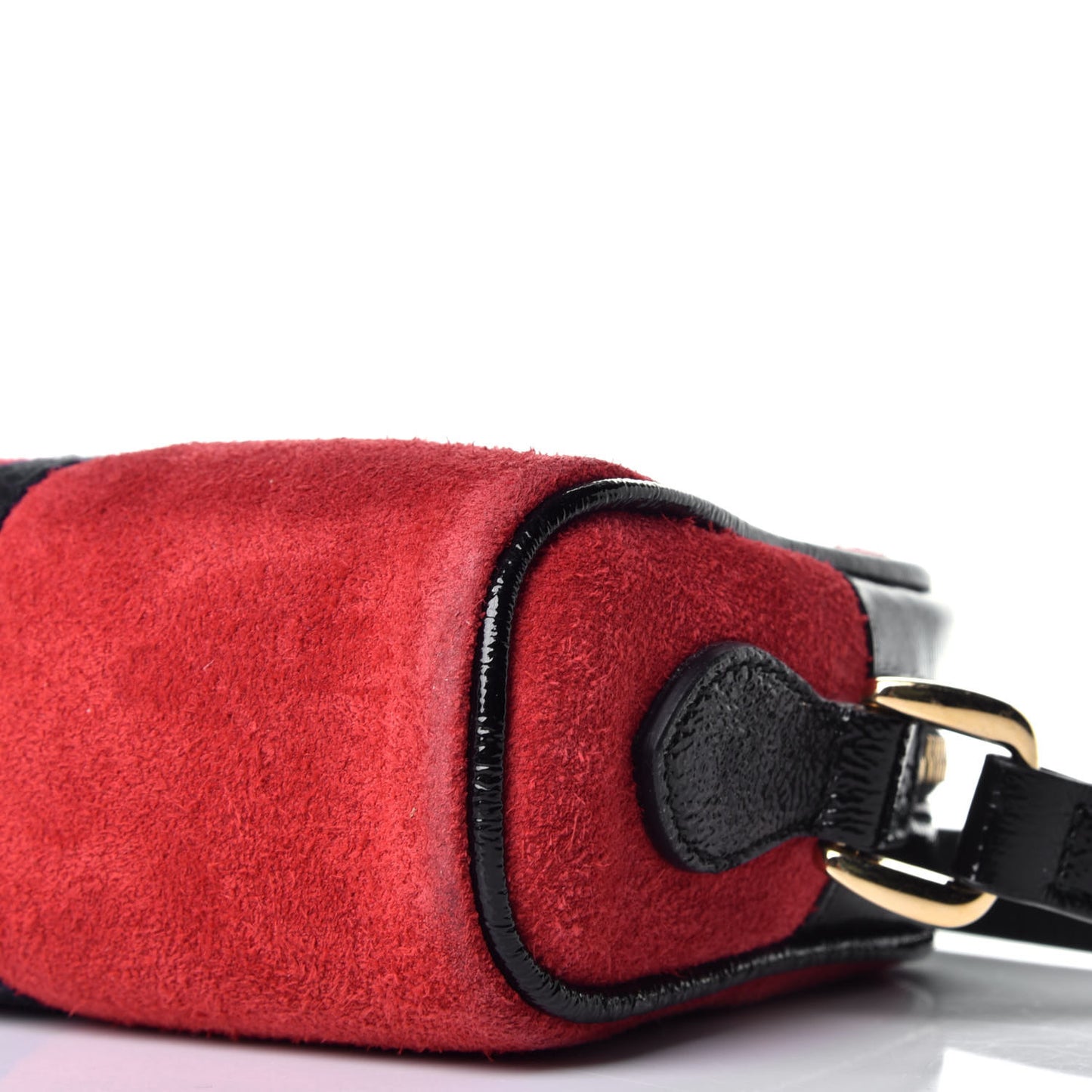 Suede Patent Web Mini Ophidia Shoulder Bag Red