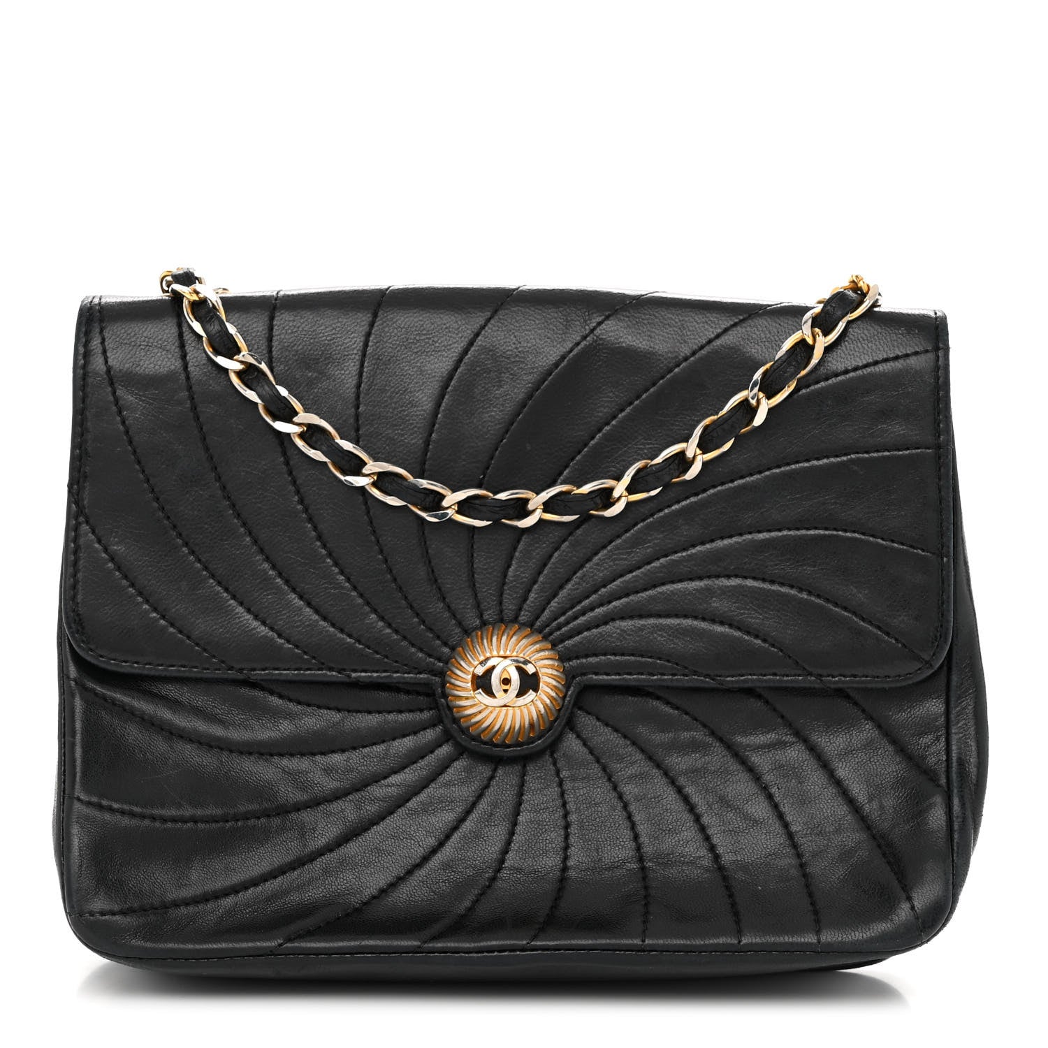 Chanel Lambskin Stitched Single Flap Black 1 of 14