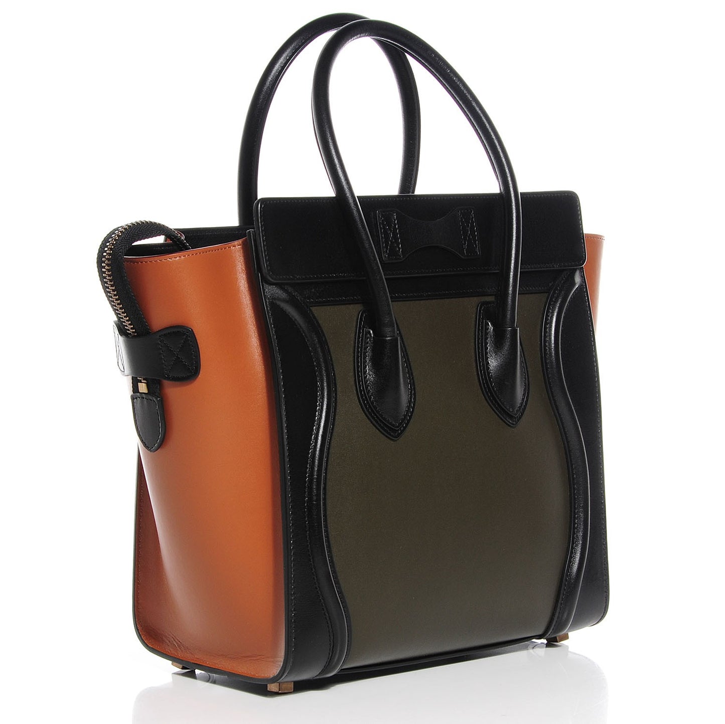 Smooth Calfskin Micro Tri-Color Luggage Khaki