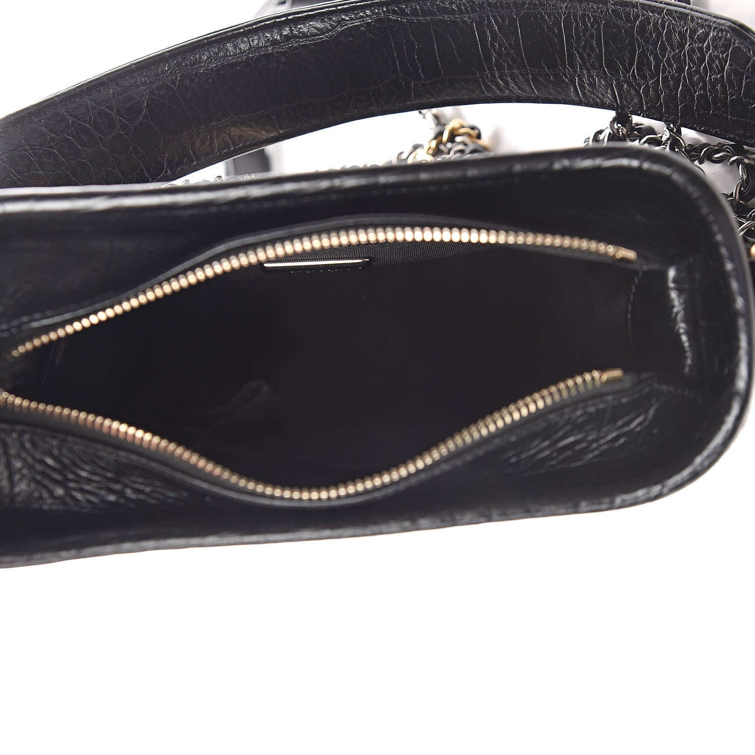 Chanel Calfskin Crocodile Embossed Small Gabrielle Cocodile Hobo Black 5 of 11