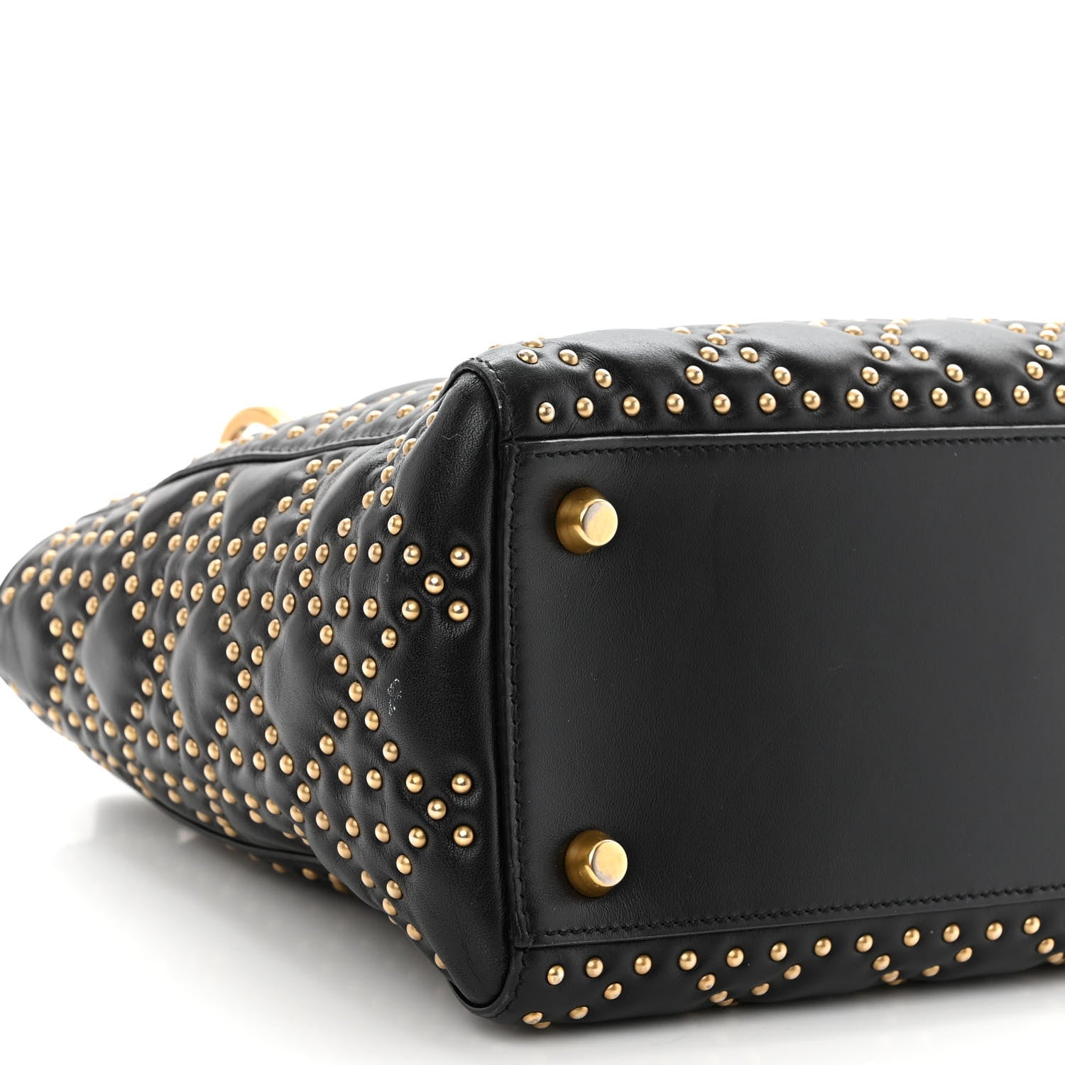 Christian Dior Calfskin Cannage Studded Medium Supple Lady Dior Black 8 of 10
