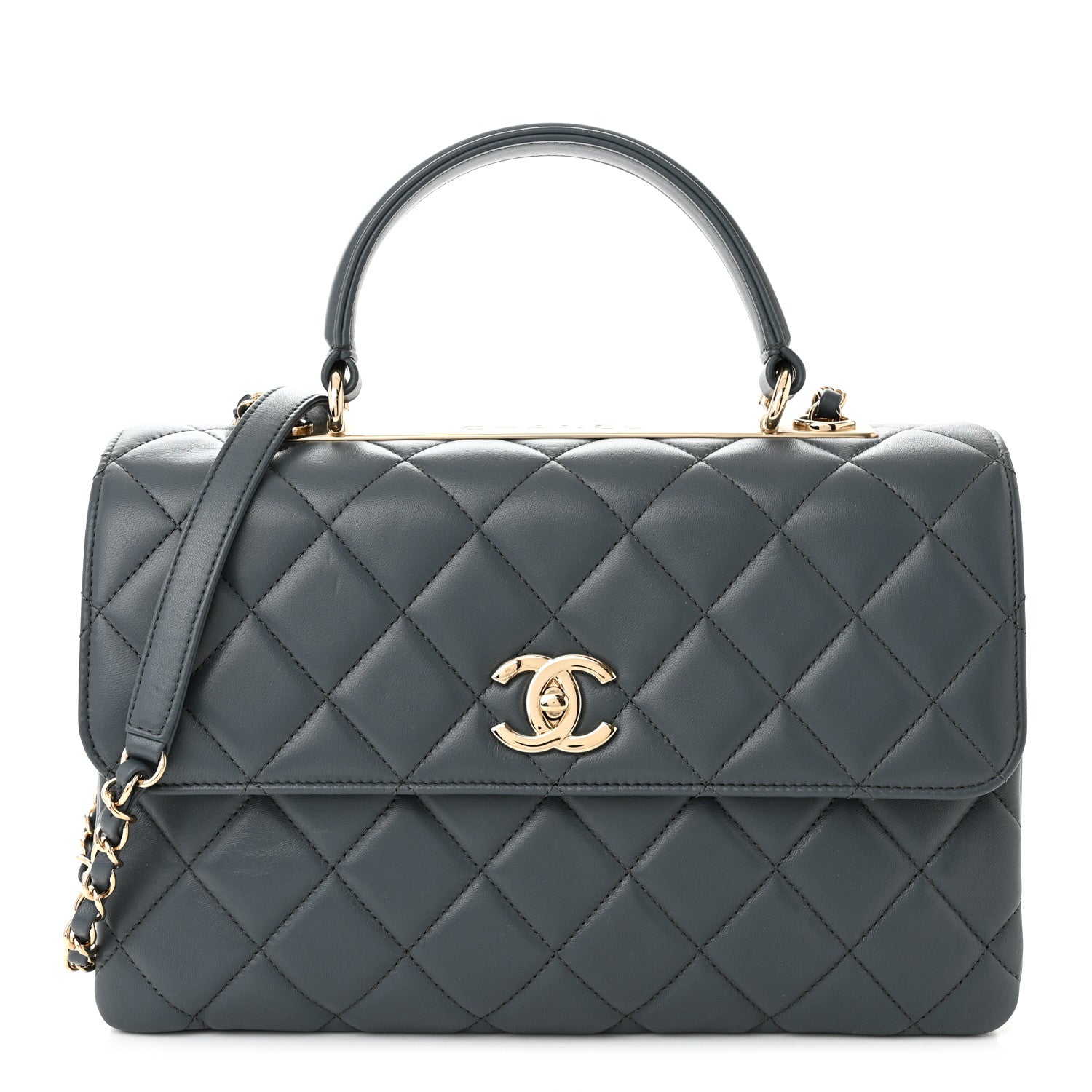 Chanel Lambskin Quilted Medium Trendy CC Flap Dual Handle Bag Dark Grey 1 of 10