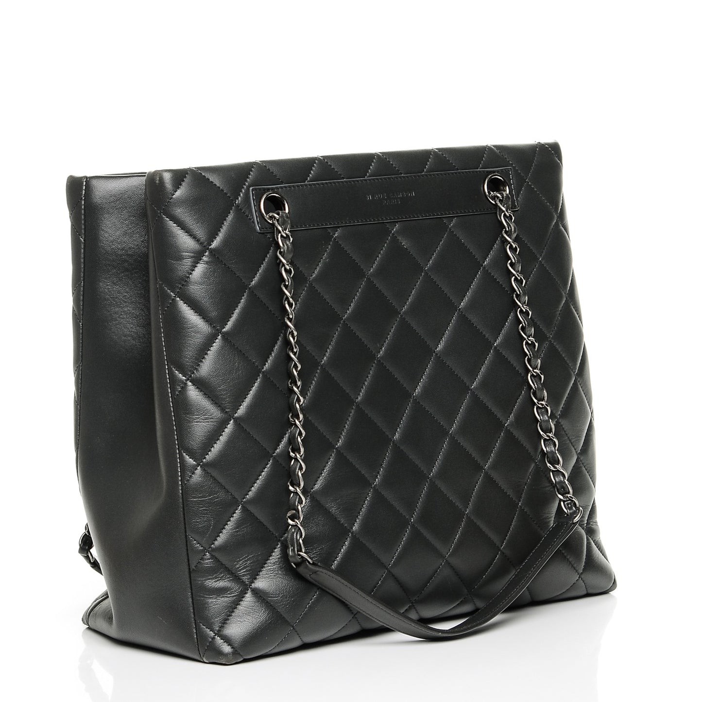 Lambskin Quilted Trendy CC Shopping Tote Grey