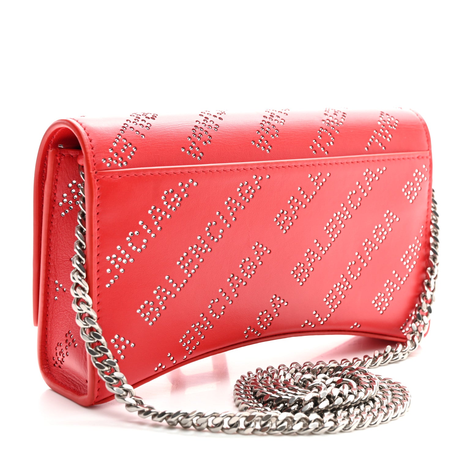 Balenciaga Metallic Smooth Calfskin Crystal Diagonal Allover Logo Hourglass Wallet Flame 2 of 8