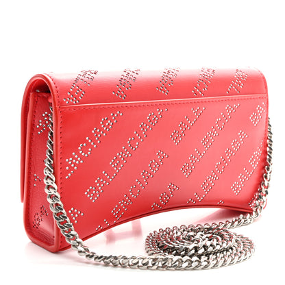 Balenciaga Metallic Smooth Calfskin Crystal Diagonal Allover Logo Hourglass Wallet Flame 2 of 8