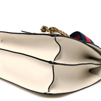 Gucci Calfskin Bamboo Web Medium Dionysus Top Handle Bag White Blue Hibiscus Red 10 of 12