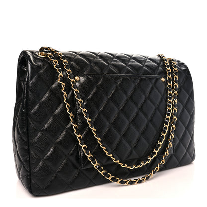 Chanel Grained Calfskin Quilted XXL Travel Flap Bag Black 2 of 10