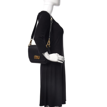 Miu Miu City Calf Logo Shoulder Bag Black 2 of 10