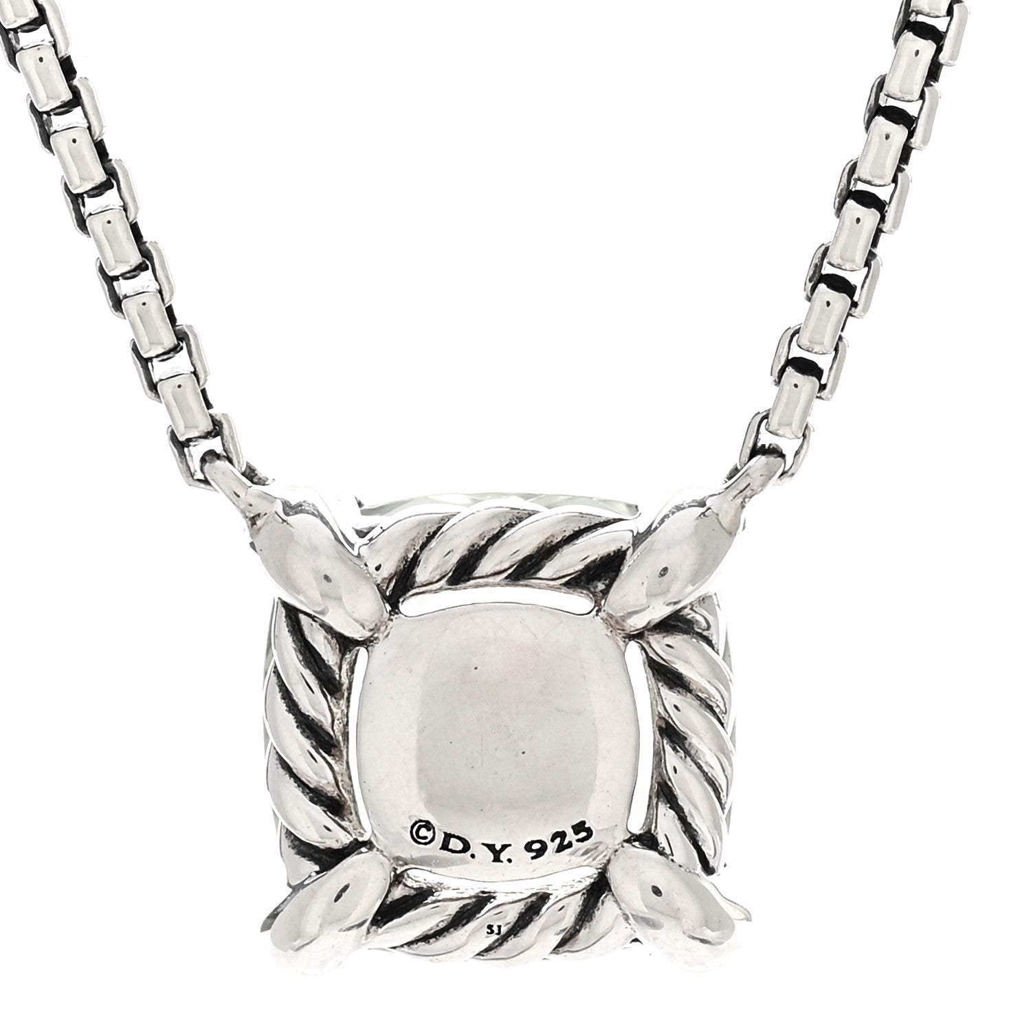 David Yurman Sterling Silver Diamond Prasiolite 9mm Petite Chatelaine Pendant Necklace 4 of 4